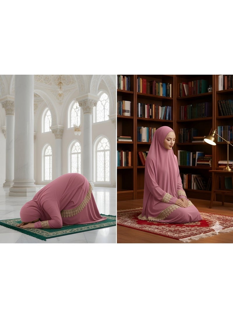 OLUDENIZ Women’s Two-Piece Prayer Dress – Cool Lycra Fabric – Full Modest Coverage – Fits Most Sizes – Turkish Quality – Perfect Gift Option - Image 3